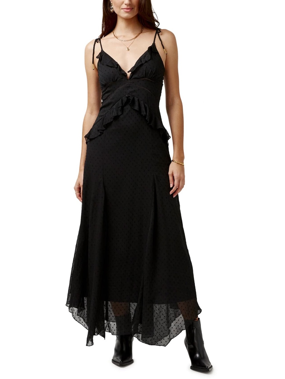 Buffalo David Bitton Black Ruffle Maxi Dress